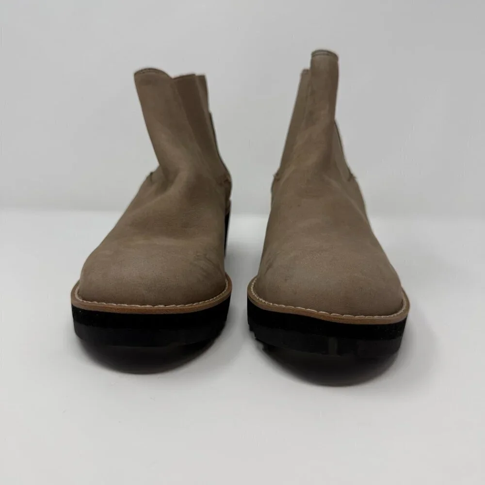 Eileen Fisher Lilou Suede Ankle Boot Women's 7 Tan Wedge Bootie Minimalist NWT